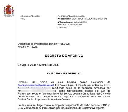 A FISCALÍA DESMONTA POR COMPLETO A DENUNCIA DA CIG E DEIXA EN EVIDENCIA A ESTRATEXIA DE CONFRONTACIÓN E MANIPULACIÓN DOS GRUPOS DA OPOSICIÓN